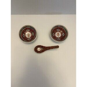 Set of  2 Vintage Chinese Trinket/Sauce Bowls, And Spoon  2 3/4"